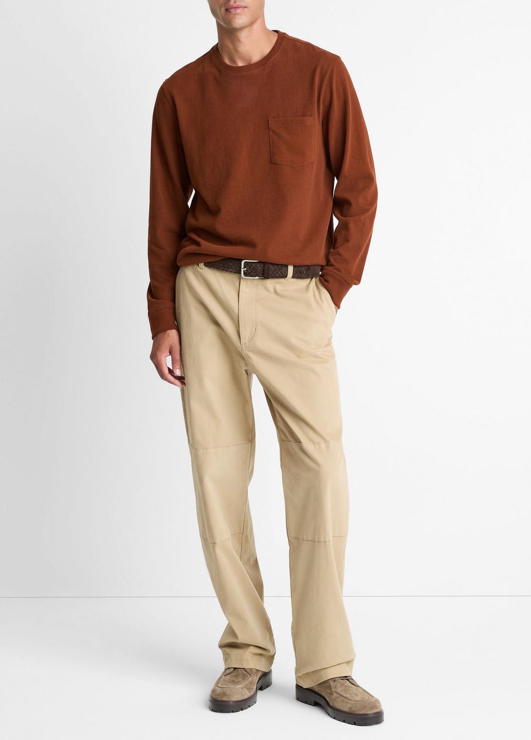 Sueded Jersey Long-Sleeve Pocket T-Shirt in Long Sleeve COPPERHEAD | VINCE Men