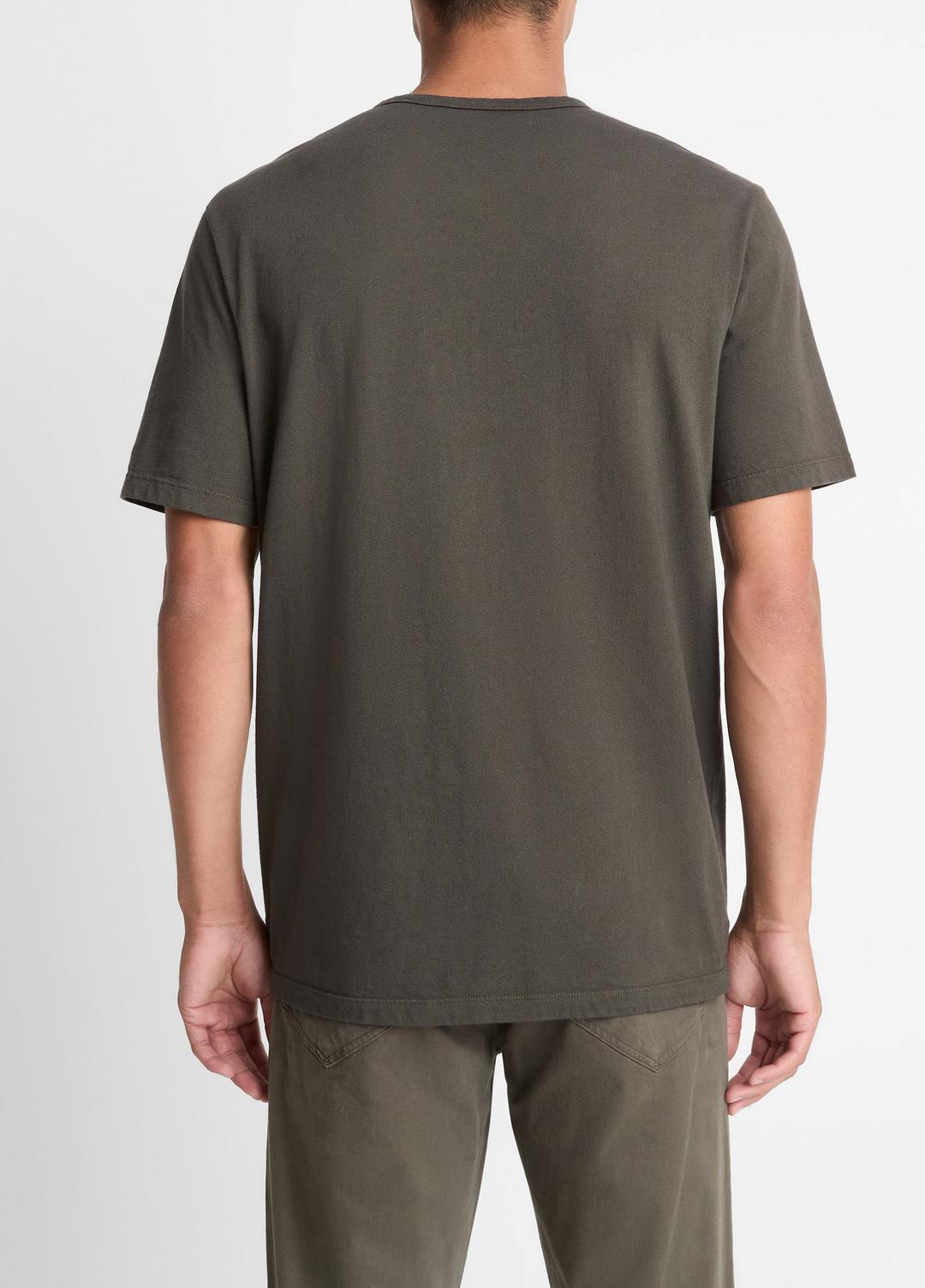 Garment Dye Cotton T-Shirt in Short Sleeve WASHED DARK LEAF | VINCE Men