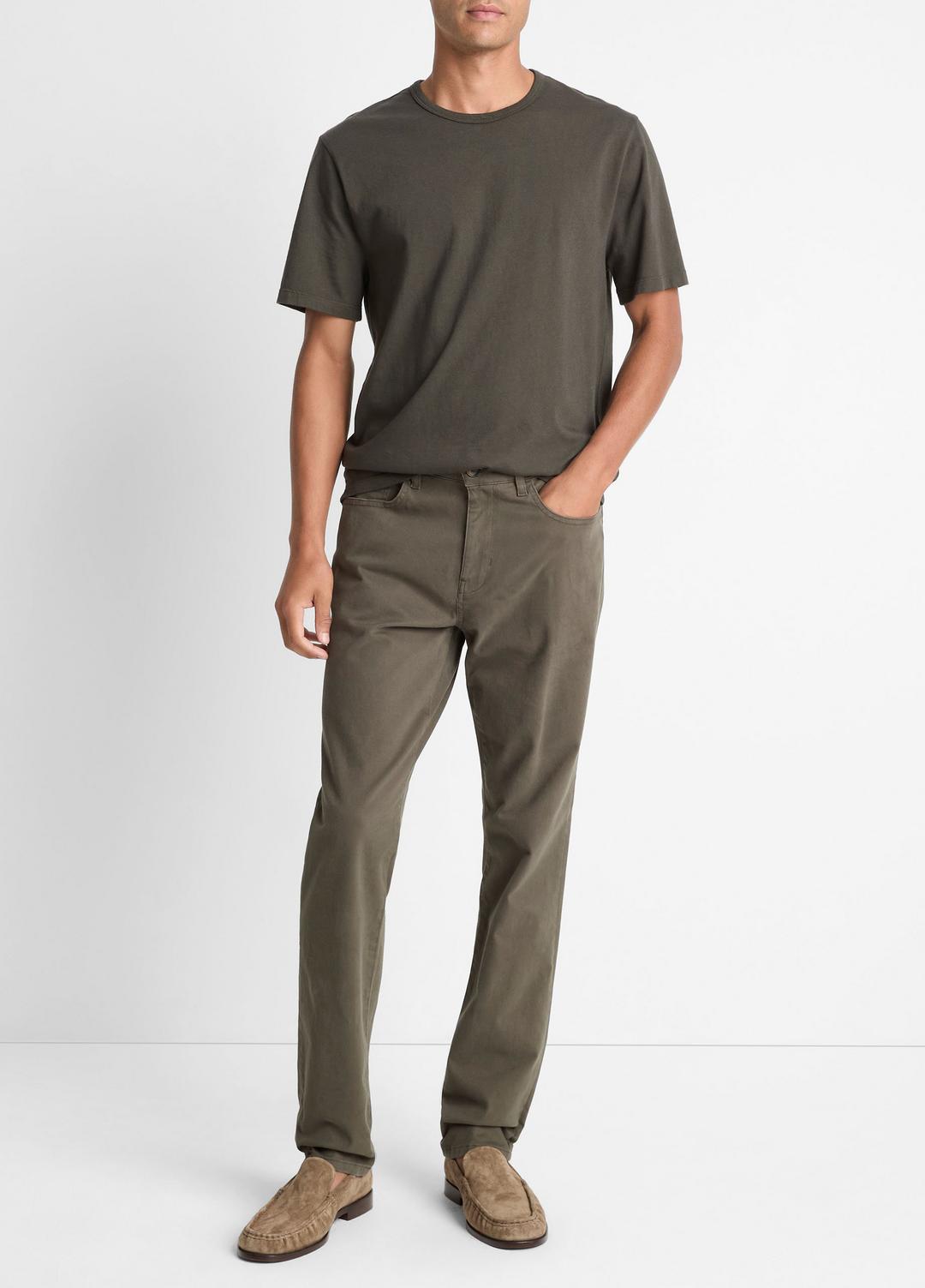 Garment Dye Cotton T-Shirt in Short Sleeve WASHED DARK LEAF | VINCE Men