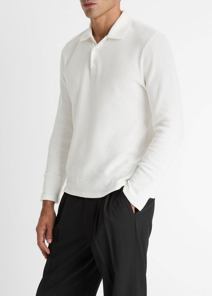 Variegated Cotton Polo Shirt in Henleys & Polos OFF WHITE | VINCE Men