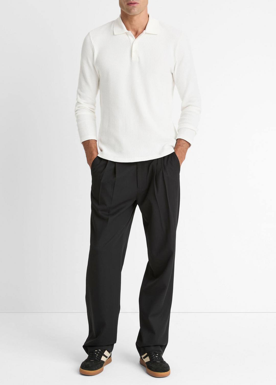 Variegated Cotton Polo Shirt in Henleys & Polos OFF WHITE | VINCE Men