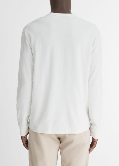 Sueded Jersey Long-Sleeve Pocket T-Shirt in Long Sleeve OFF WHITE | VINCE Men