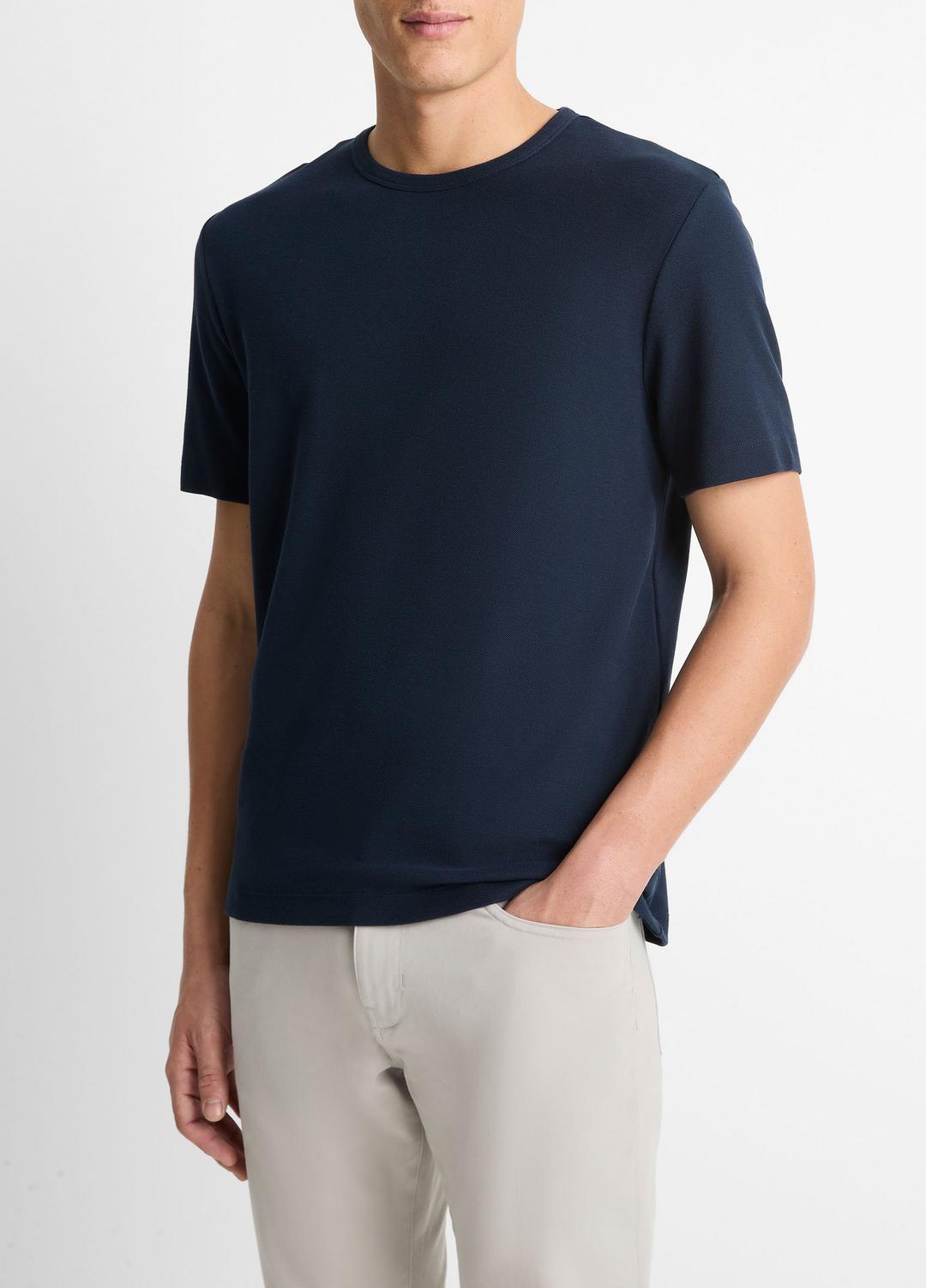 Pima Cotton Piqué Crew Neck T-Shirt in Short Sleeve COASTAL BLUE | VINCE Men
