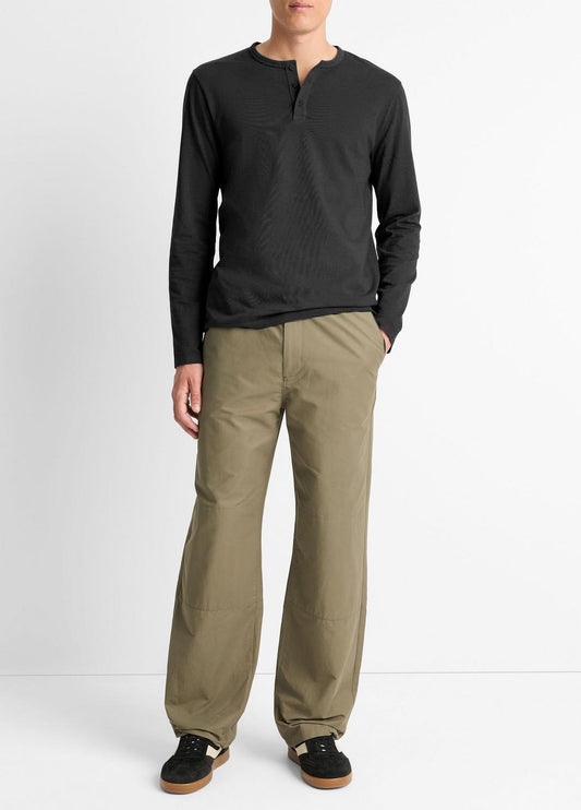 Garment Dye Cotton Long-Sleeve Henley in Henleys & Polos TRUE BLACK | VINCE Men