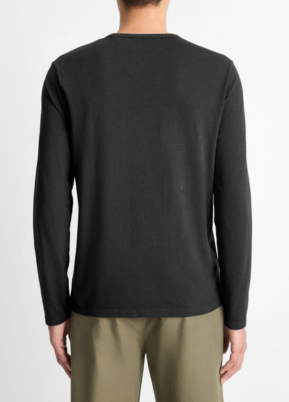 Garment Dye Cotton Long-Sleeve Henley in Henleys & Polos TRUE BLACK | VINCE Men