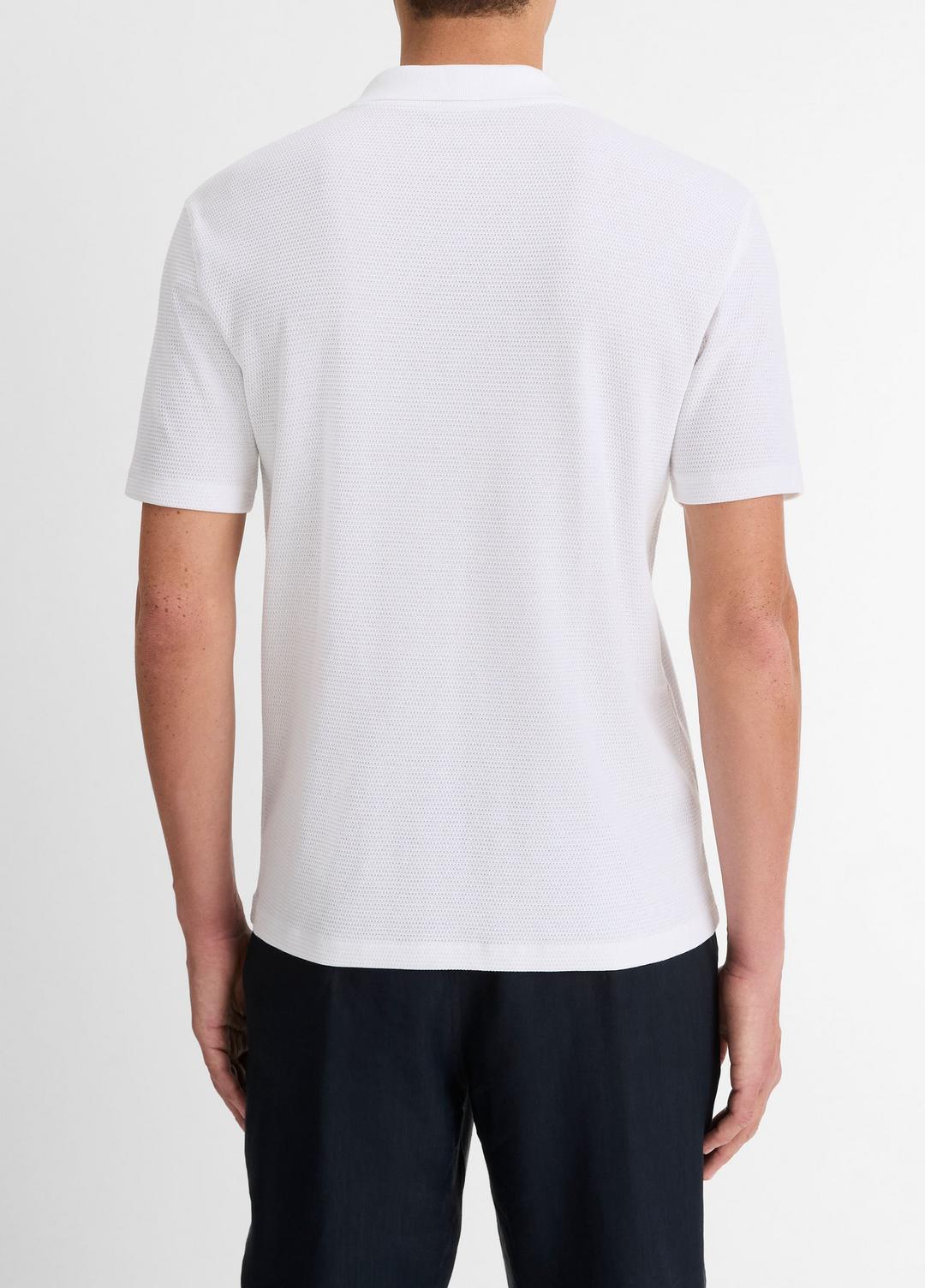 Cotton-Blend Johnny-Collar Polo Shirt in Short Sleeve OPTIC WHITE | VINCE Men