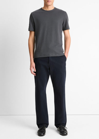 Pima Cotton Piqué Crew Neck T-Shirt in Short Sleeve SOFT BLACK | VINCE Men