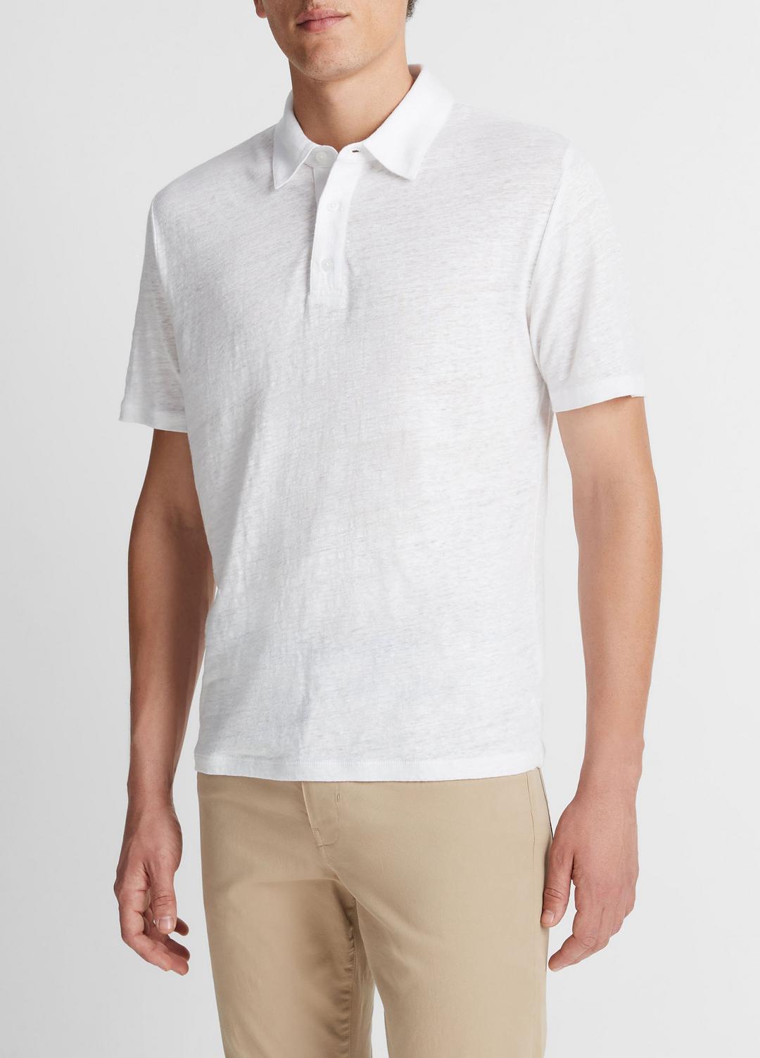 Linen Polo Shirt in Henleys & Polos OPTIC WHITE | VINCE Men