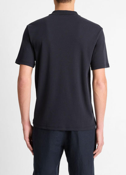 Cotton-Blend Johnny-Collar Polo Shirt in Short Sleeve COASTAL BLUE | VINCE Men