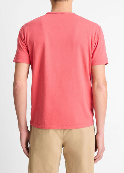 Garment Dye Cotton T-Shirt in Short Sleeve WASHED CORAL RED | VINCE Men