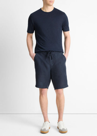 Linen Crew Neck T-Shirt in Short Sleeve COASTAL BLUE | VINCE Men