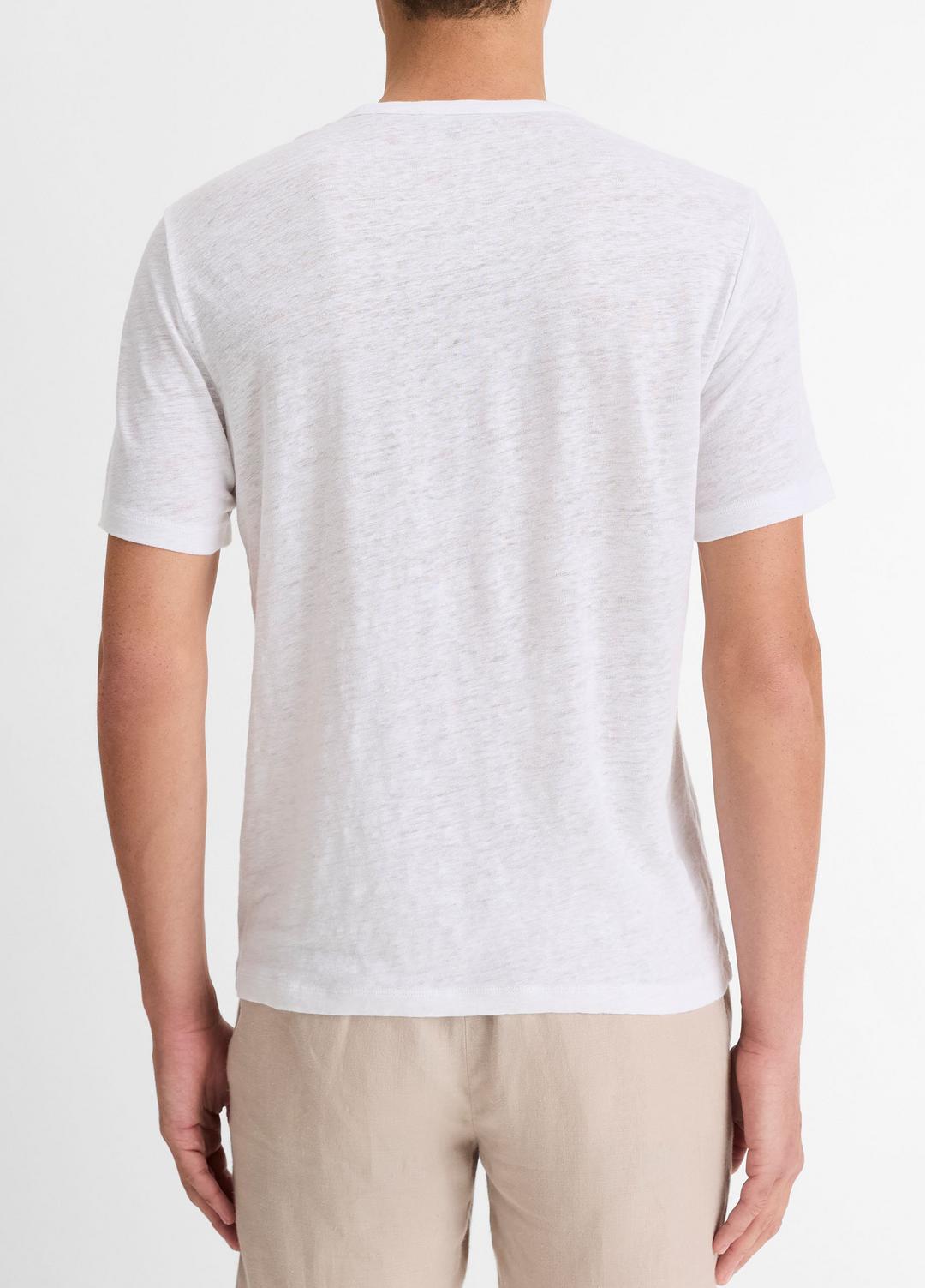Linen Crew Neck T-Shirt in Short Sleeve OPTIC WHITE | VINCE Men