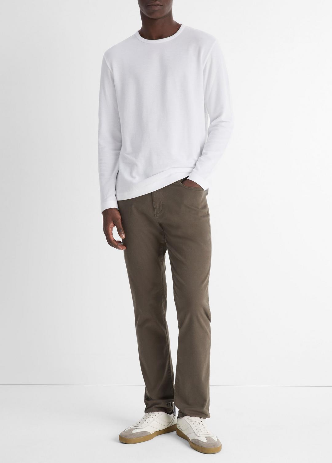 Pima Cotton Piqué Long-Sleeve T-Shirt in Long Sleeve OPTIC WHITE | VINCE Men