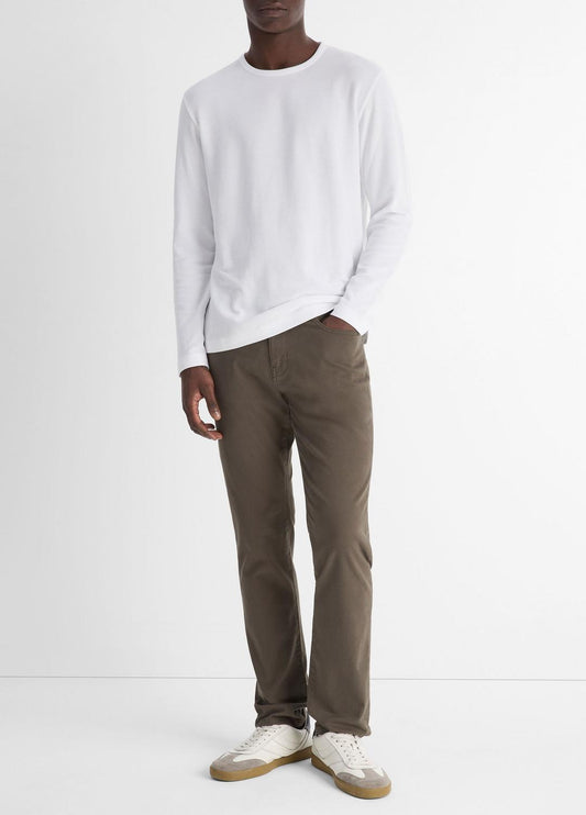 Pima Cotton Piqué Long-Sleeve T-Shirt in Long Sleeve OPTIC WHITE | VINCE Men