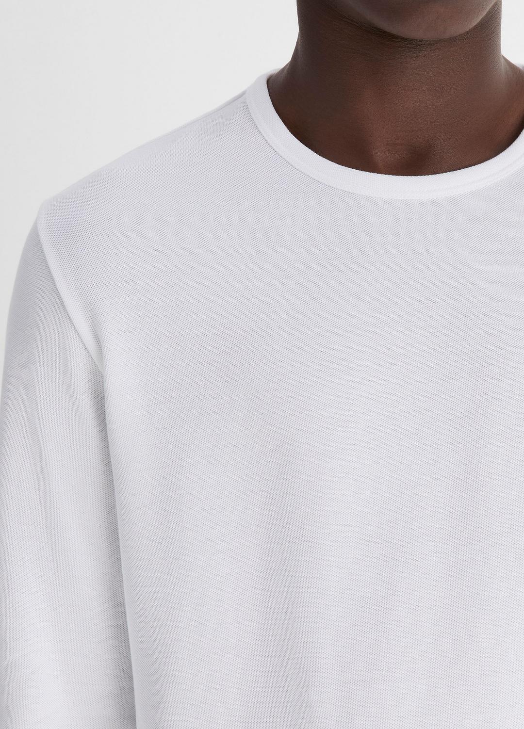 Pima Cotton Piqué Long-Sleeve T-Shirt in Long Sleeve OPTIC WHITE | VINCE Men