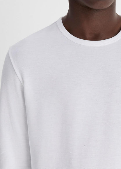 Pima Cotton Piqué Long-Sleeve T-Shirt in Long Sleeve OPTIC WHITE | VINCE Men
