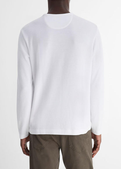 Pima Cotton Piqué Long-Sleeve T-Shirt in Long Sleeve OPTIC WHITE | VINCE Men