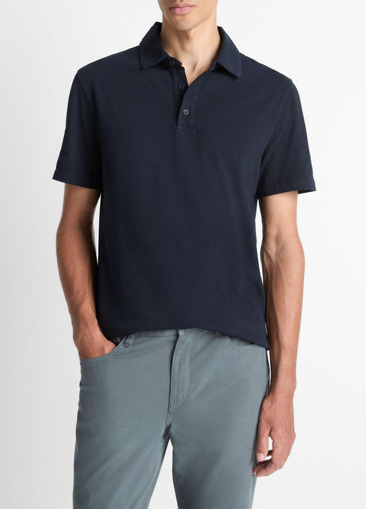 Garment Dye Cotton Polo Shirt in Henleys & Polos WASHED COASTAL | VINCE Men