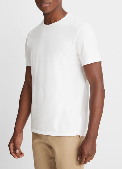 Garment Dye Cotton T-Shirt in Short Sleeve OPTIC WHITE | VINCE Men