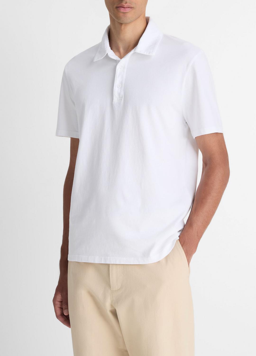 Garment Dye Cotton Polo Shirt in Henleys & Polos OPTIC WHITE | VINCE Men