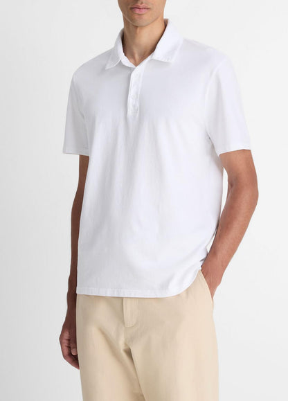 Garment Dye Cotton Polo Shirt in Henleys & Polos OPTIC WHITE | VINCE Men