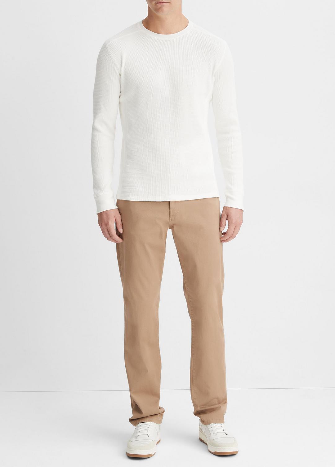 Pima Cotton-Blend Thermal Long-Sleeve Pullover in Long Sleeve OFF WHITE | VINCE Men