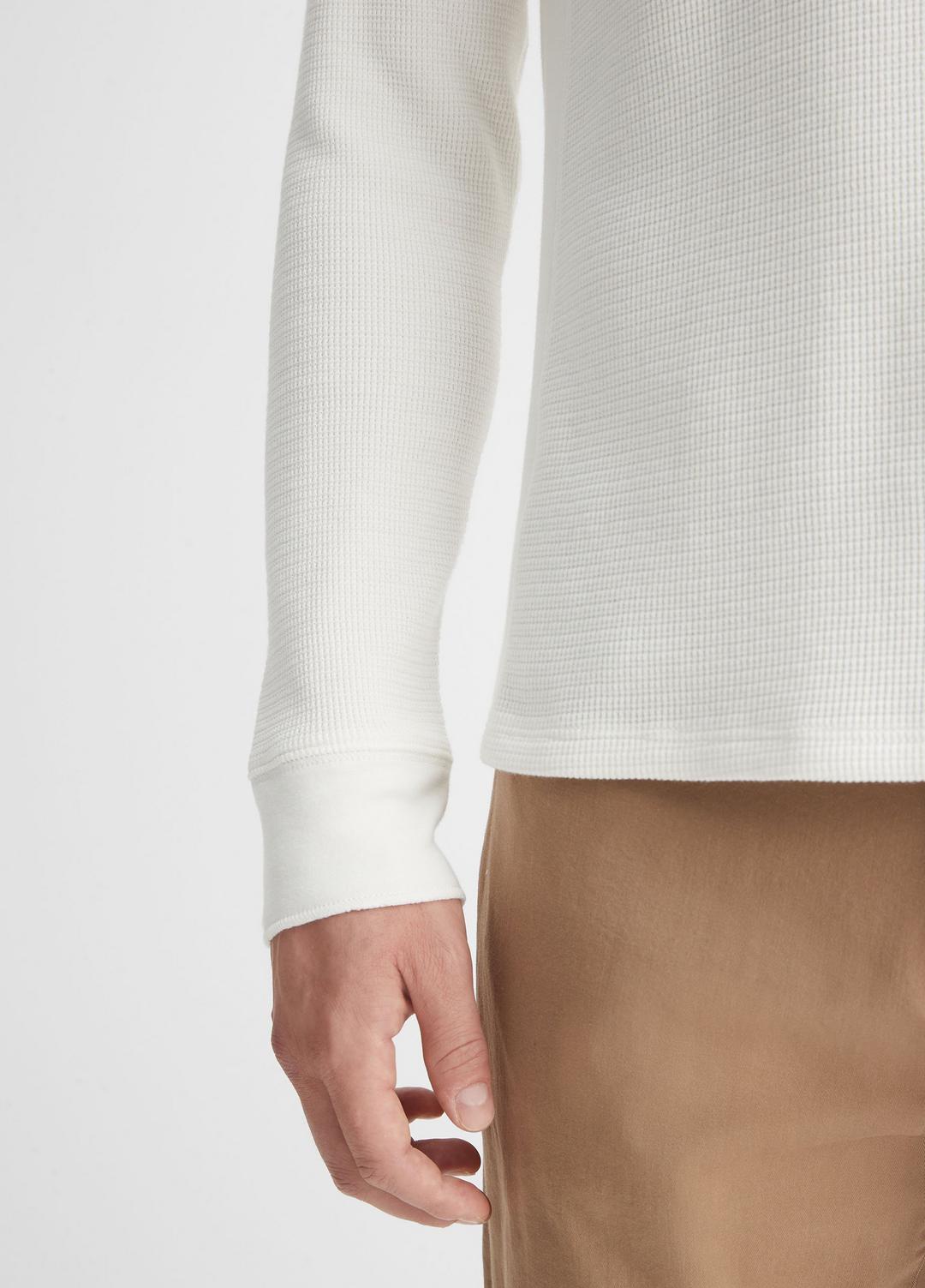 Pima Cotton-Blend Thermal Long-Sleeve Pullover in Long Sleeve OFF WHITE | VINCE Men