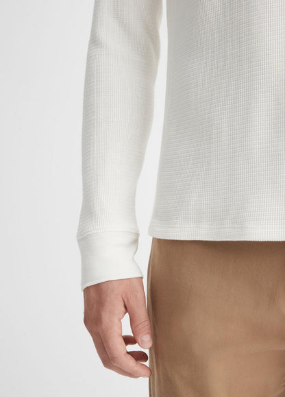 Pima Cotton-Blend Thermal Long-Sleeve Pullover in Long Sleeve OFF WHITE | VINCE Men