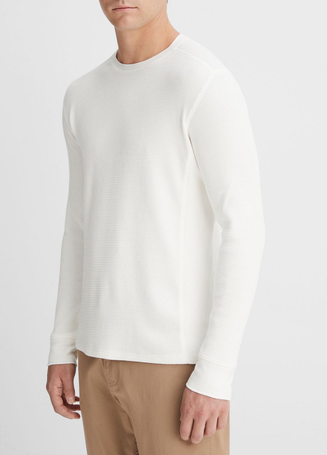 Pima Cotton-Blend Thermal Long-Sleeve Pullover in Long Sleeve OFF WHITE | VINCE Men