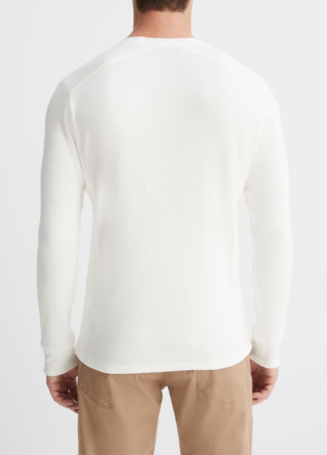 Pima Cotton-Blend Thermal Long-Sleeve Pullover in Long Sleeve OFF WHITE | VINCE Men
