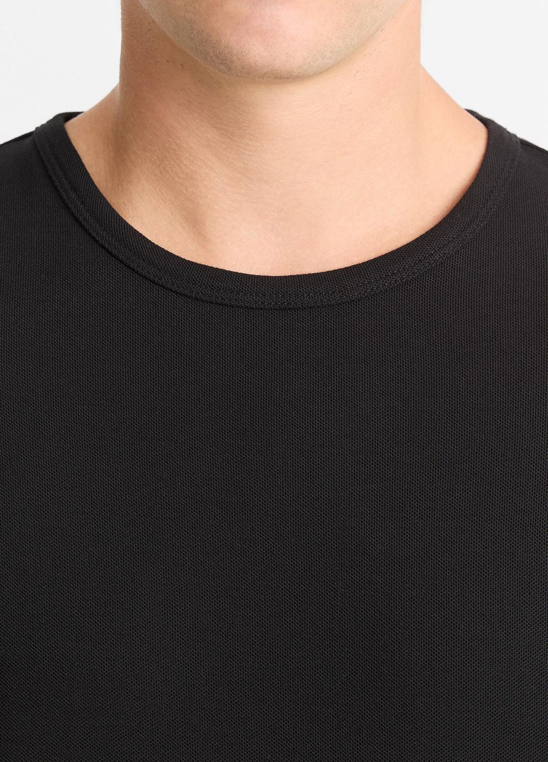 Pima Cotton Piqué Long-Sleeve T-Shirt in Long Sleeve BLACK | VINCE Men