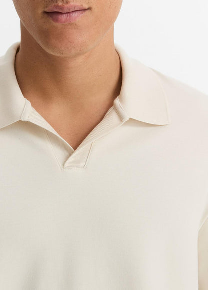 Milano Pima Cotton-Blend Johnny-Collar Shirt in Long Sleeve BONE | VINCE Men