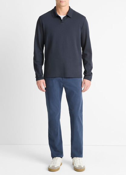 Milano Pima Cotton-Blend Johnny-Collar Shirt in Long Sleeve COASTAL BLUE | VINCE Men
