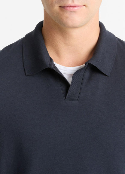 Milano Pima Cotton-Blend Johnny-Collar Shirt in Long Sleeve COASTAL BLUE | VINCE Men