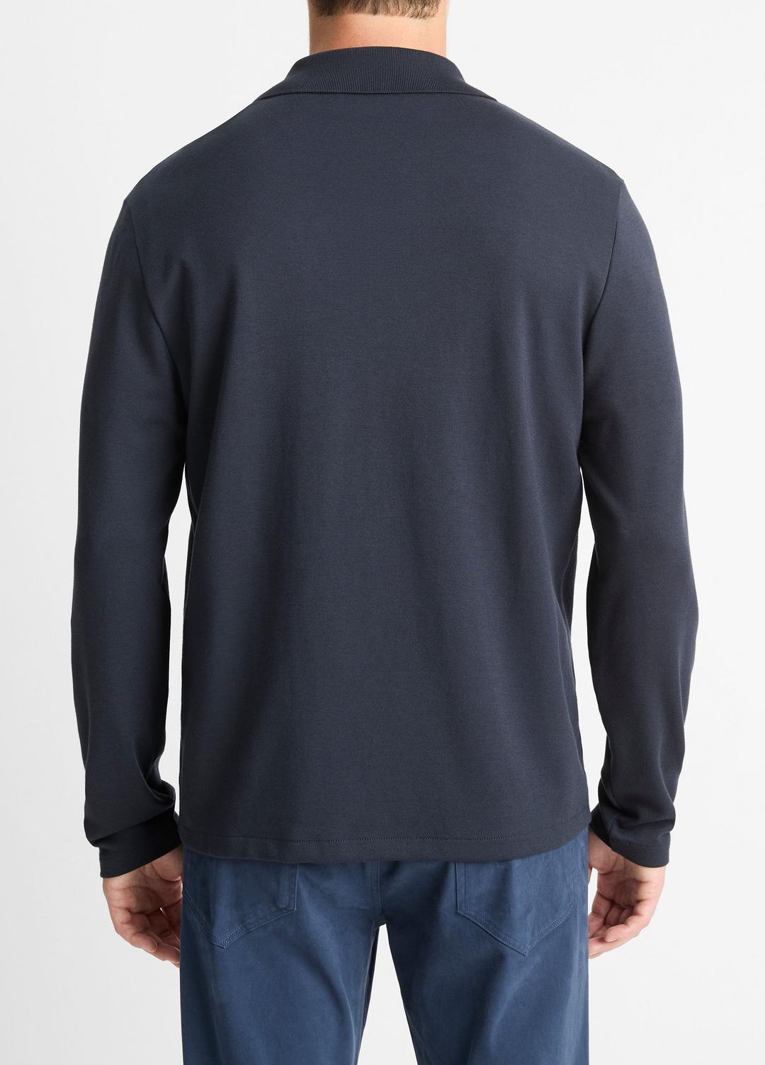 Milano Pima Cotton-Blend Johnny-Collar Shirt in Long Sleeve COASTAL BLUE | VINCE Men