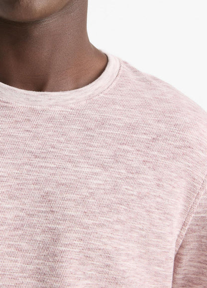 Space-Dye Cotton-Blend Long-Sleeve T-Shirt in Long Sleeve MALBEC/OFF WHITE | VINCE Men