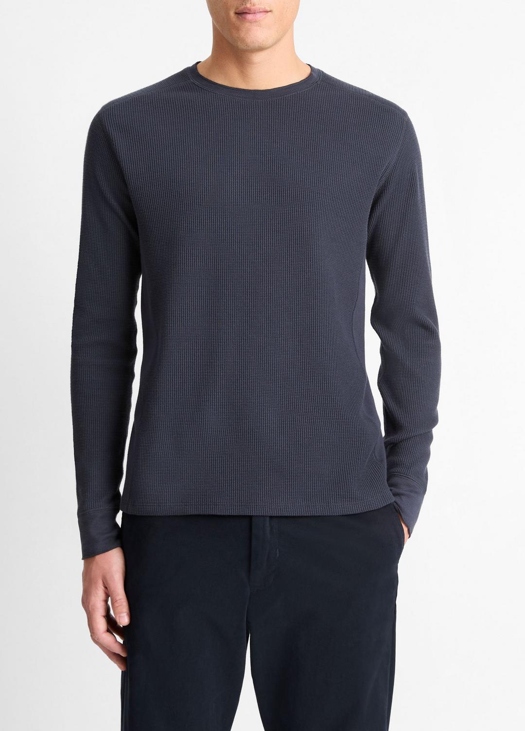Pima Cotton-Blend Thermal Long-Sleeve Pullover in Long Sleeve COASTAL BLUE | VINCE Men