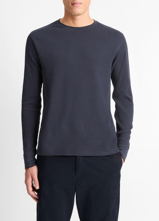Pima Cotton-Blend Thermal Long-Sleeve Pullover in Long Sleeve COASTAL BLUE | VINCE Men