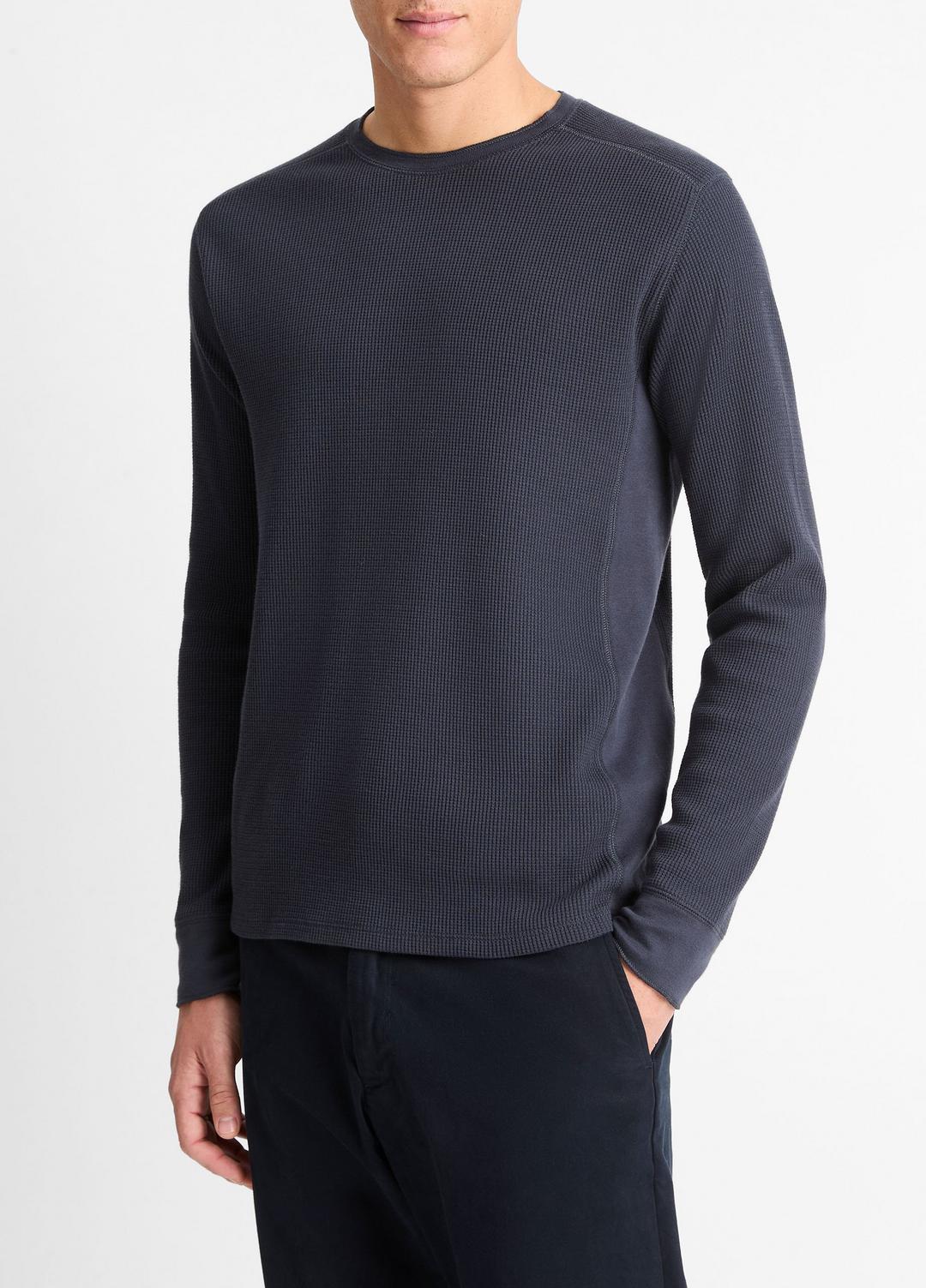 Pima Cotton-Blend Thermal Long-Sleeve Pullover in Long Sleeve COASTAL BLUE | VINCE Men