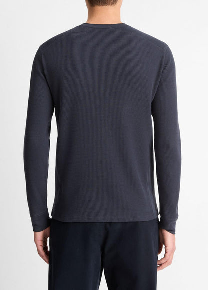 Pima Cotton-Blend Thermal Long-Sleeve Pullover in Long Sleeve COASTAL BLUE | VINCE Men