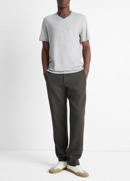 Pima Cotton V-Neck T-Shirt in Short Sleeve HEATHER STEEL | VINCE Men