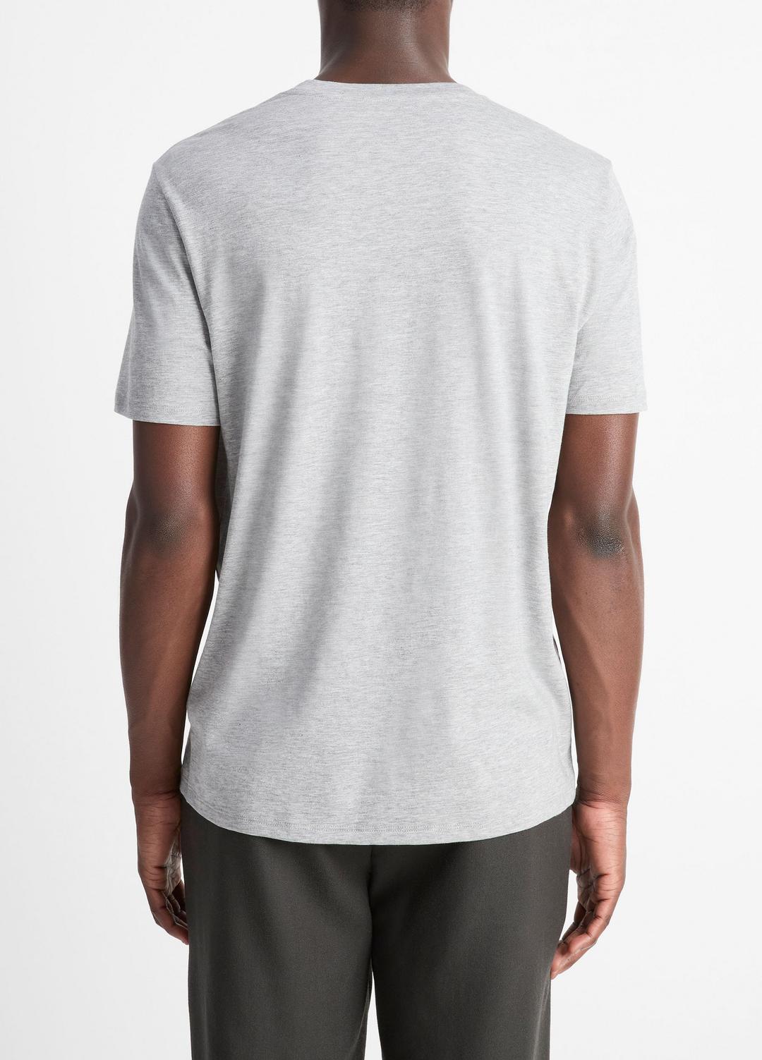 Pima Cotton V-Neck T-Shirt in Short Sleeve HEATHER STEEL | VINCE Men