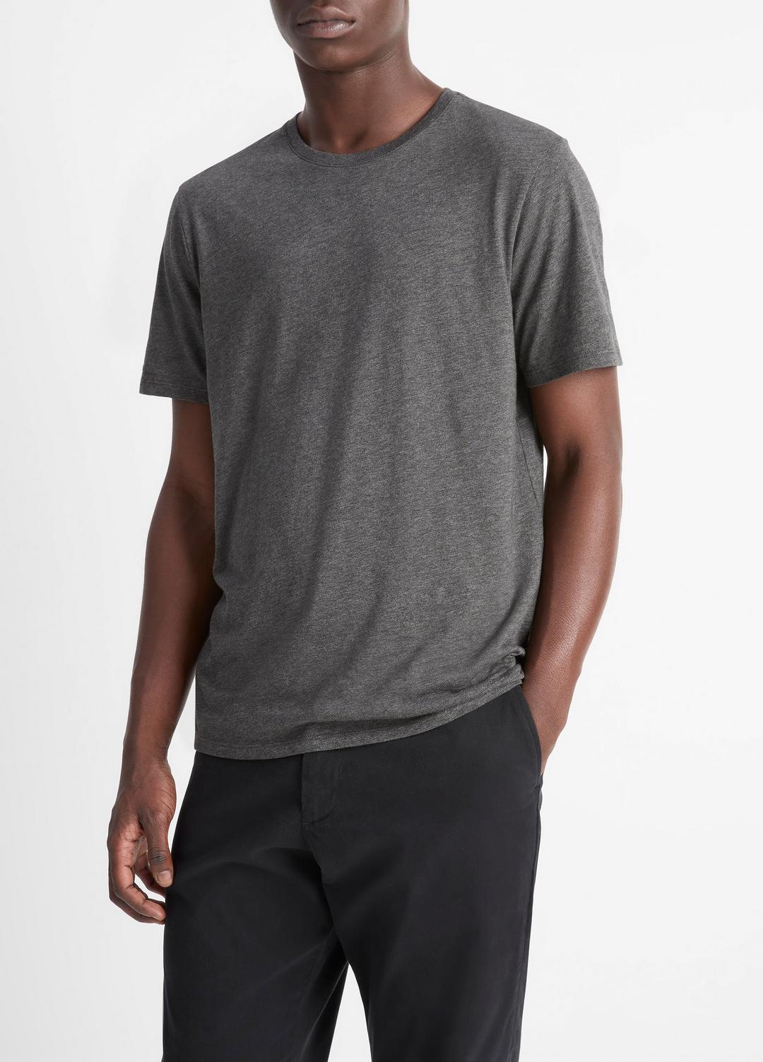 Pima Cotton Crew Neck T-Shirt in Short Sleeve HEATHER CARBON | VINCE Men