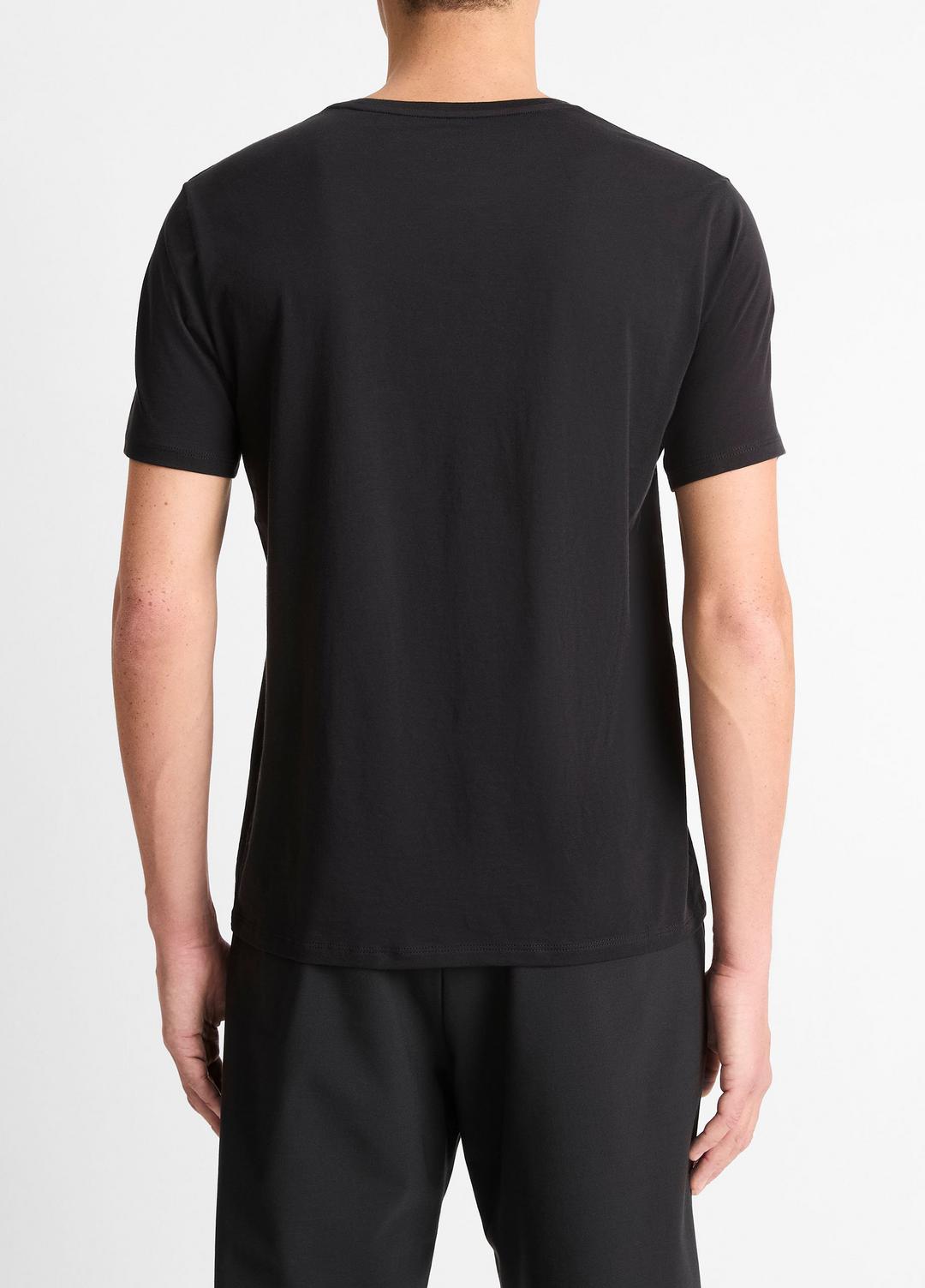 Pima Cotton Crew Neck T-Shirt in Short Sleeve BLACK | VINCE Men