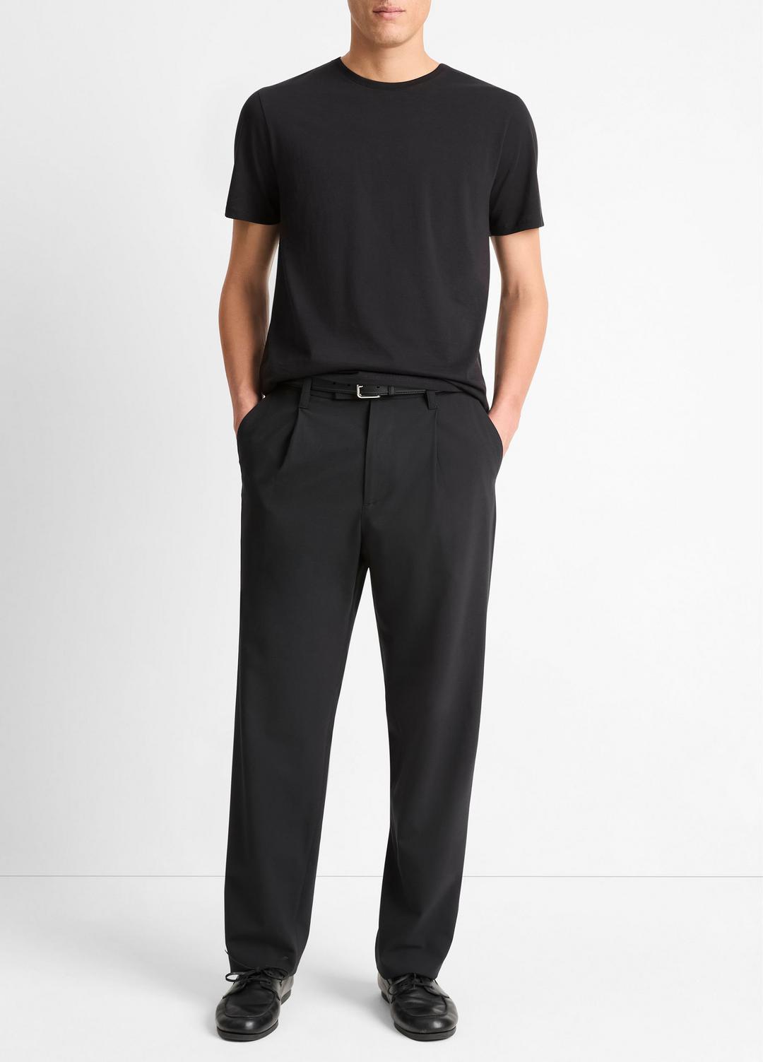 Pima Cotton Crew Neck T-Shirt in Short Sleeve BLACK | VINCE Men