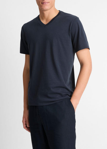 Pima Cotton V-Neck T-Shirt in Short Sleeve COASTAL BLUE | VINCE Men