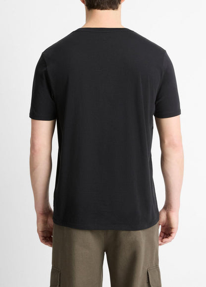 Pima Cotton V-Neck T-Shirt in Short Sleeve BLACK | VINCE Men