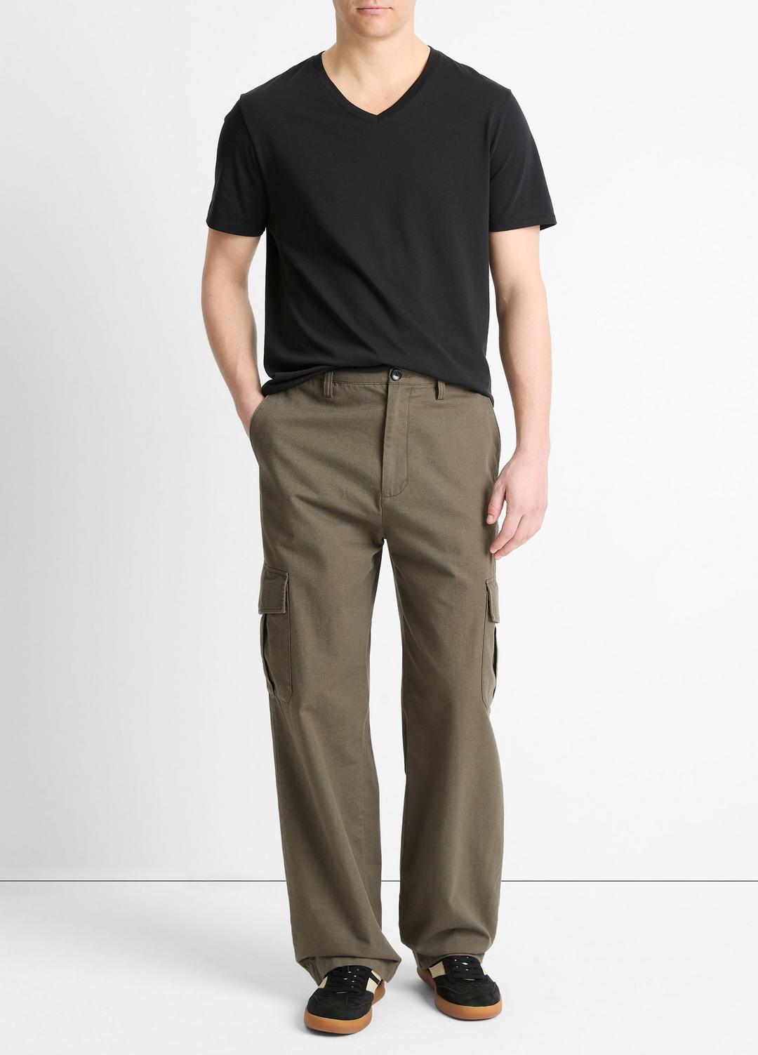 Pima Cotton V-Neck T-Shirt in Short Sleeve BLACK | VINCE Men