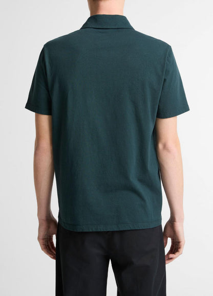Garment Dye Cotton Polo Shirt in Short Sleeve WASHED SEAWEED | VINCE Men