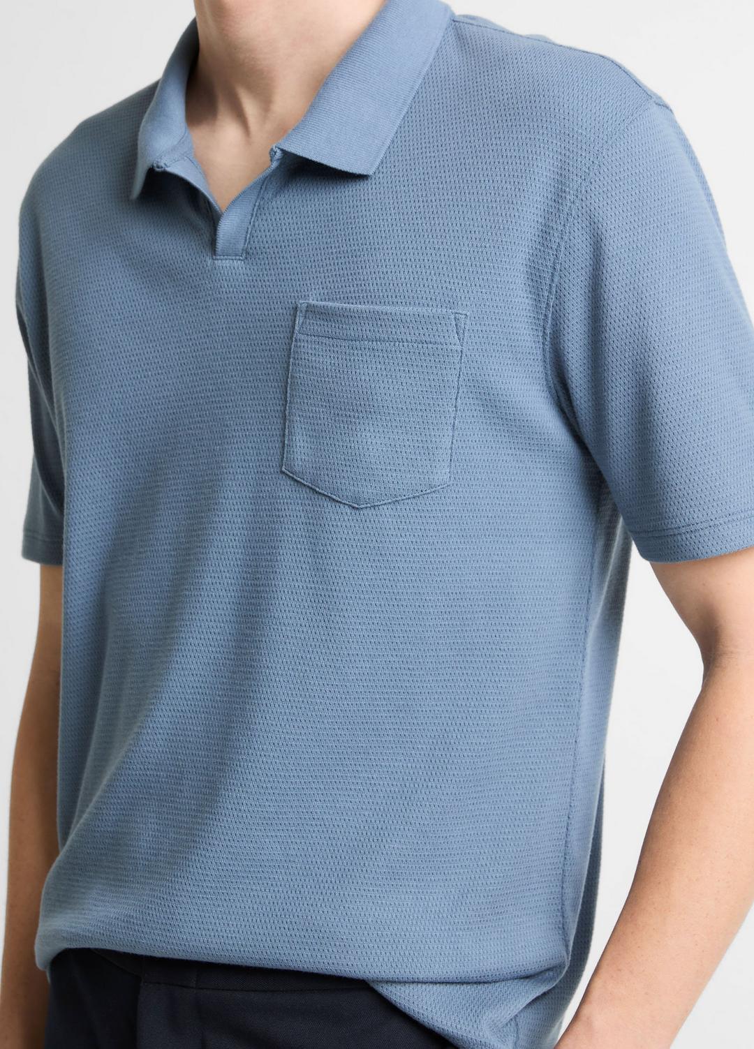 Garment Dye Cotton Polo Shirt in Short Sleeve WASHED RAINWATER | VINCE Men